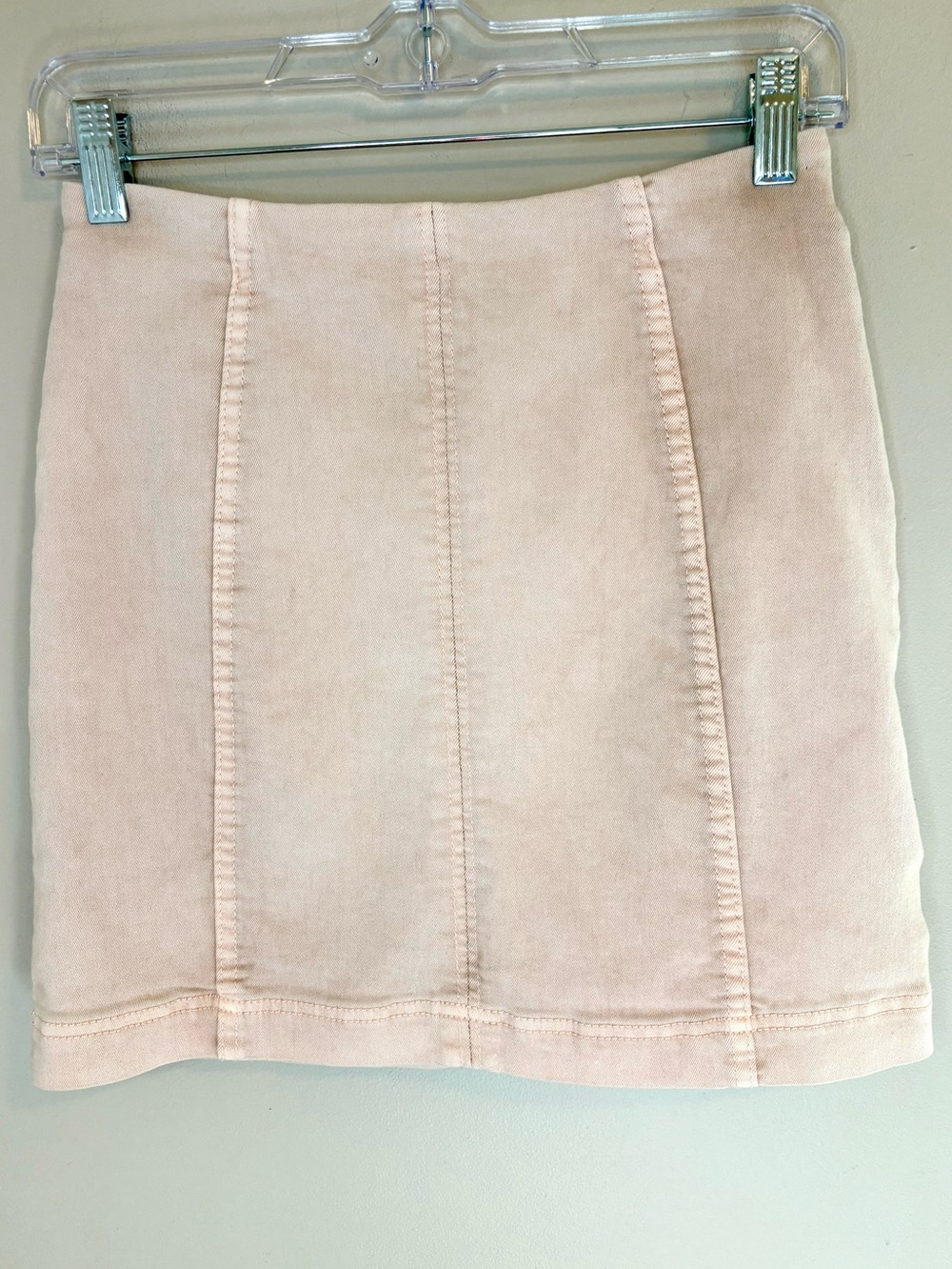Free People Blush Pink Stretch Denim Mini Skirt Size 4